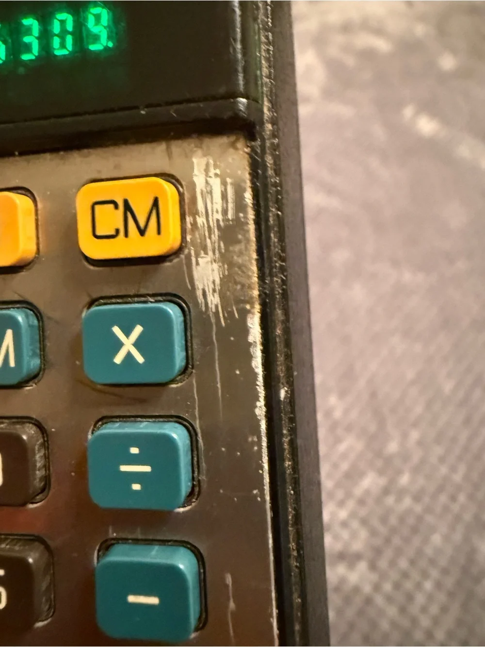 Canon Palmtronic LD-8M2 Black Calculator with Teal and Yellow Buttons